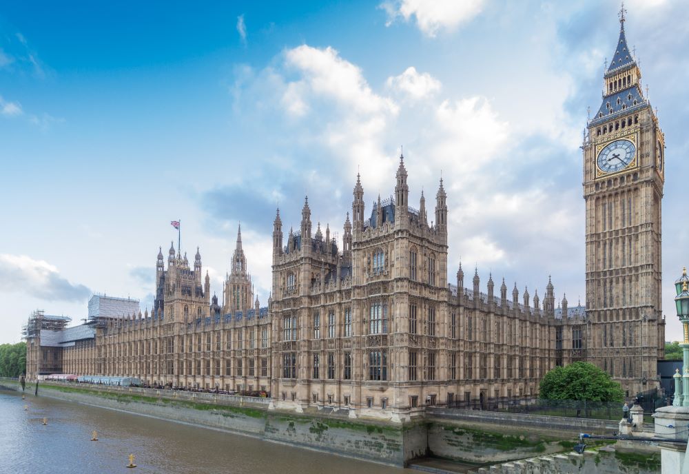 View of facade of Palace of Westminster