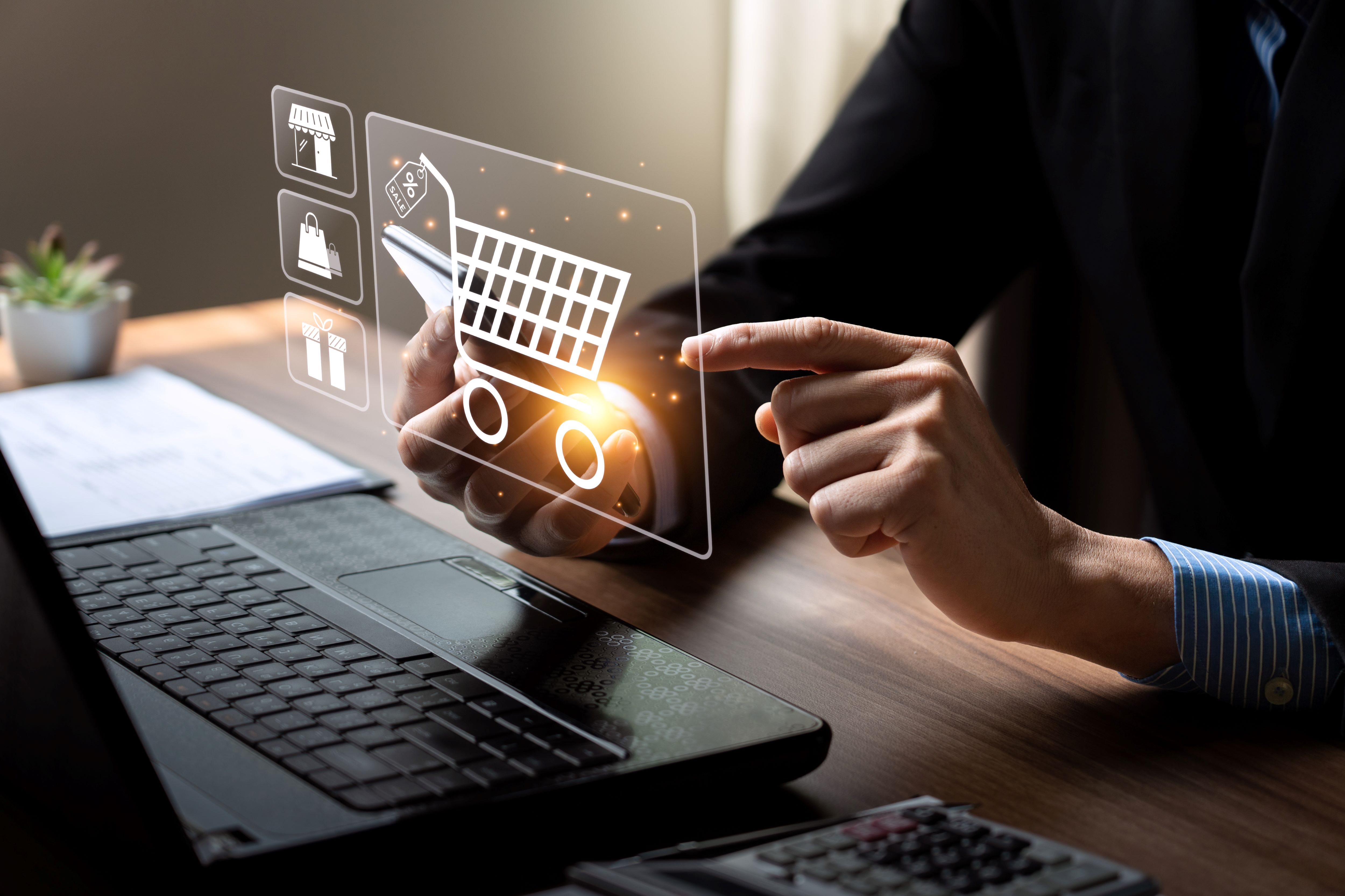 Someone buying goods on e-Commerce platform