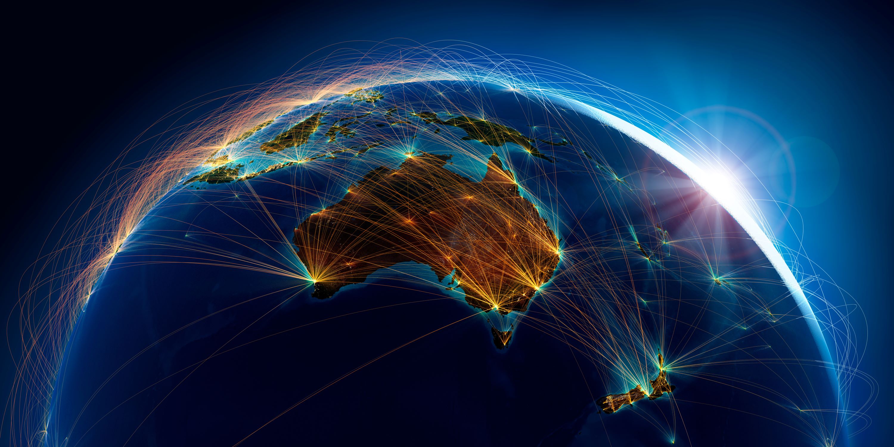 Oceania with trade routes mapped out