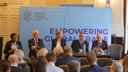 Chartered Institute director general Marco Forgione speaking at a panel, with other speakers including Conservative shadow minister Wendy Morton