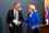 UK prime minister, Sir Keir Starmer, and European Commission president, Ursula von der Leyen, stepping off stage after a press conference