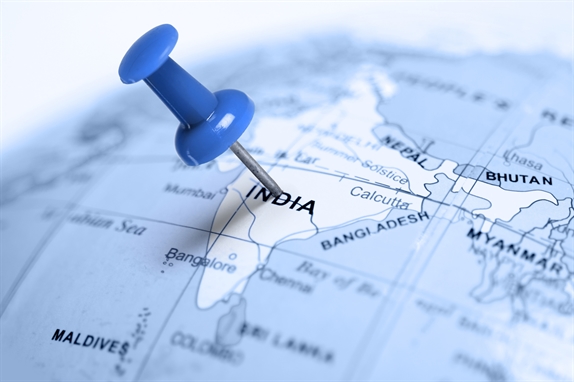 A Globe with India Pinned
