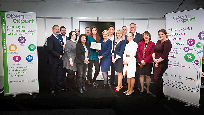 Broadening export horizons: Lesley Batchelor OBE (centre) with the winner and finalists of Open to Export’s most recent competition. Broadening export horizons: Lesley Batchelor OBE (centre) with the winner and finalists of Open to Export’s most recent competition. SMEs up for 20k funding - winner and finalists of Open to Export's most recent competition